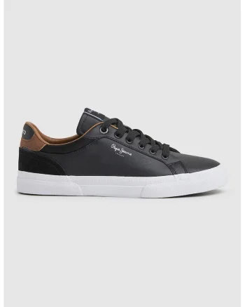 Pantofi sport cu insertii de piele intoarsa, Negru