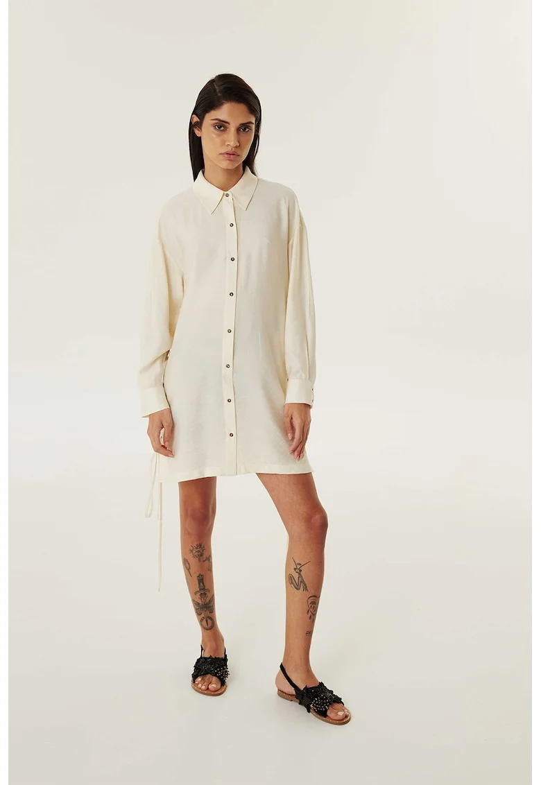 Rochie-camasa cu snururi laterale, Galben pal