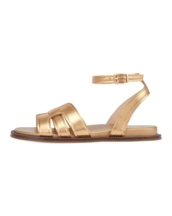 Sandale de piele cu barete multiple, Auriu