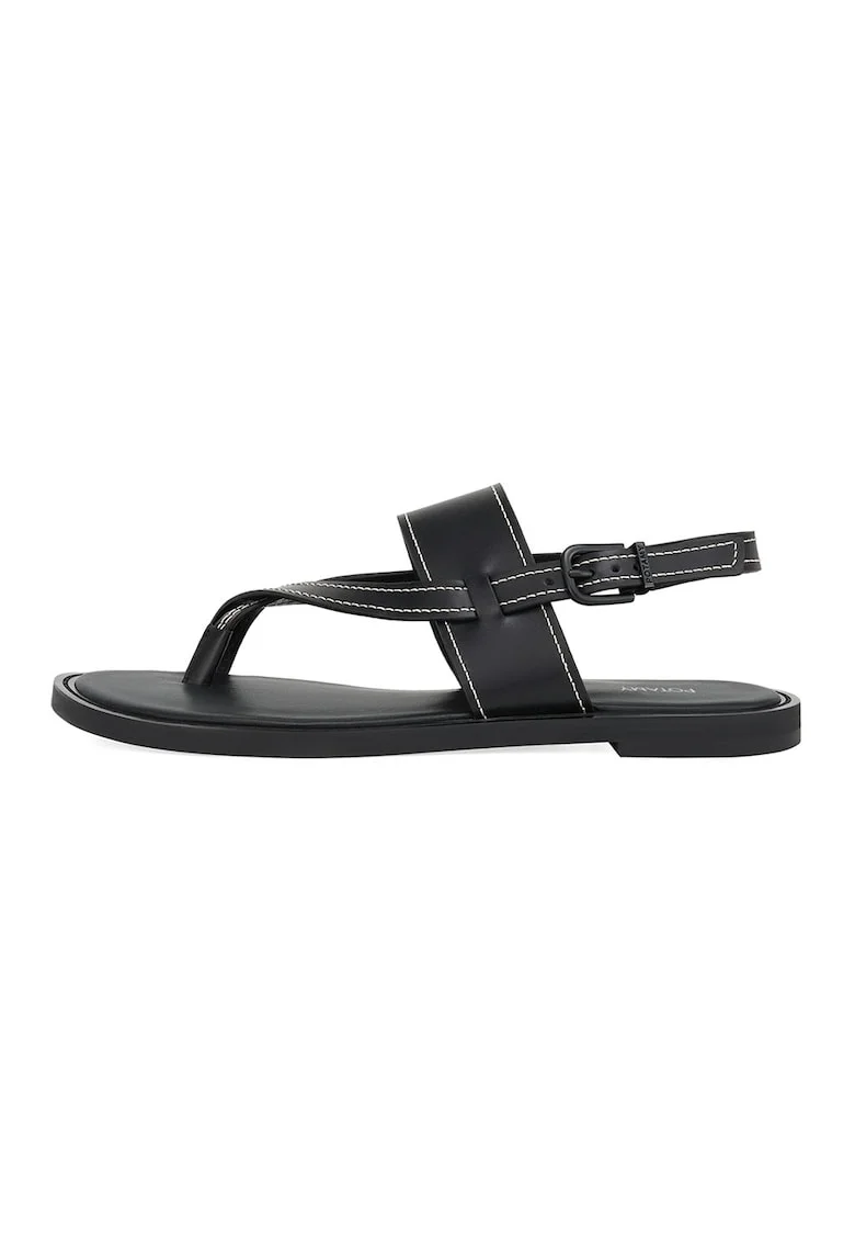 Sandale slingback de piele, Negru