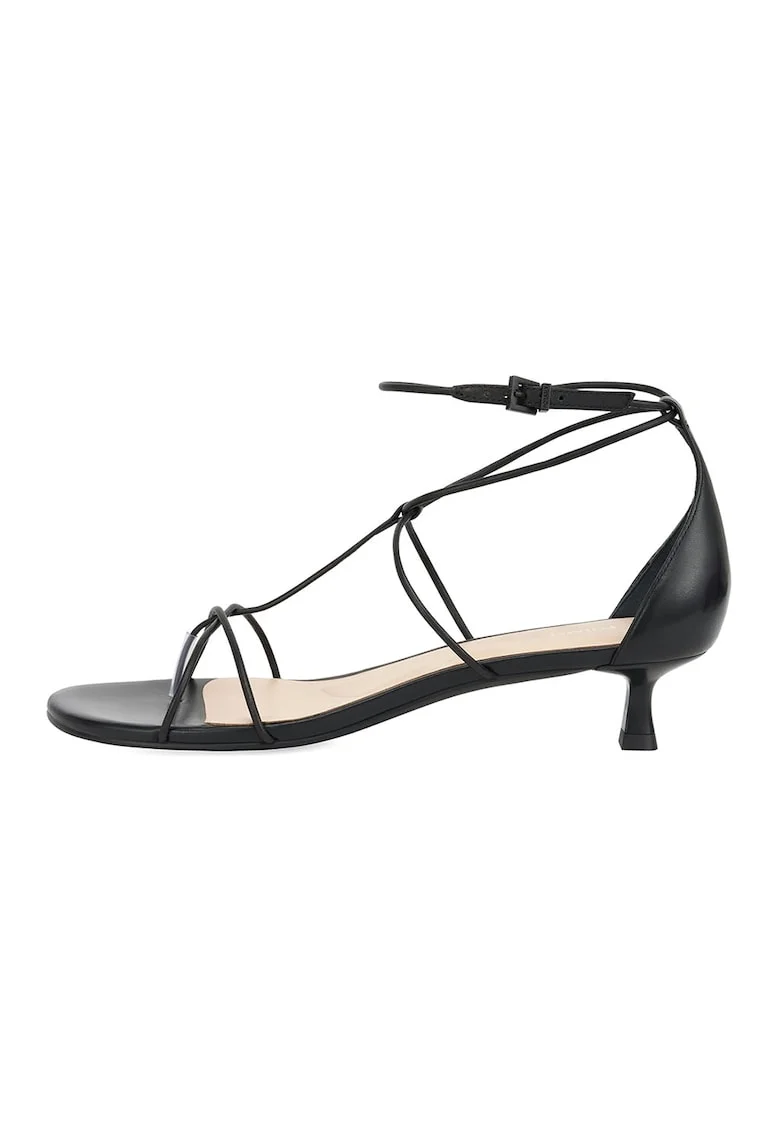 Sandale de piele cu barete multiple, Negru