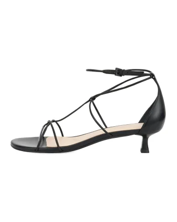 Sandale de piele cu barete multiple, Negru