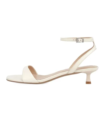 Sandale de piele cu toc kitten, Alb fildes