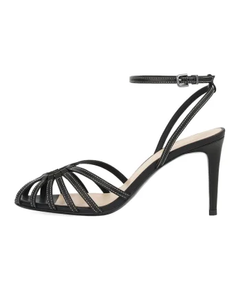 Sandale de piele cu toc stletto, Negru