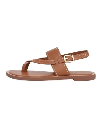 Sandale slingback de piele, Caramel