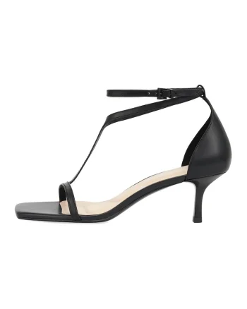 Sandale de piele cu toc kitten, Negru