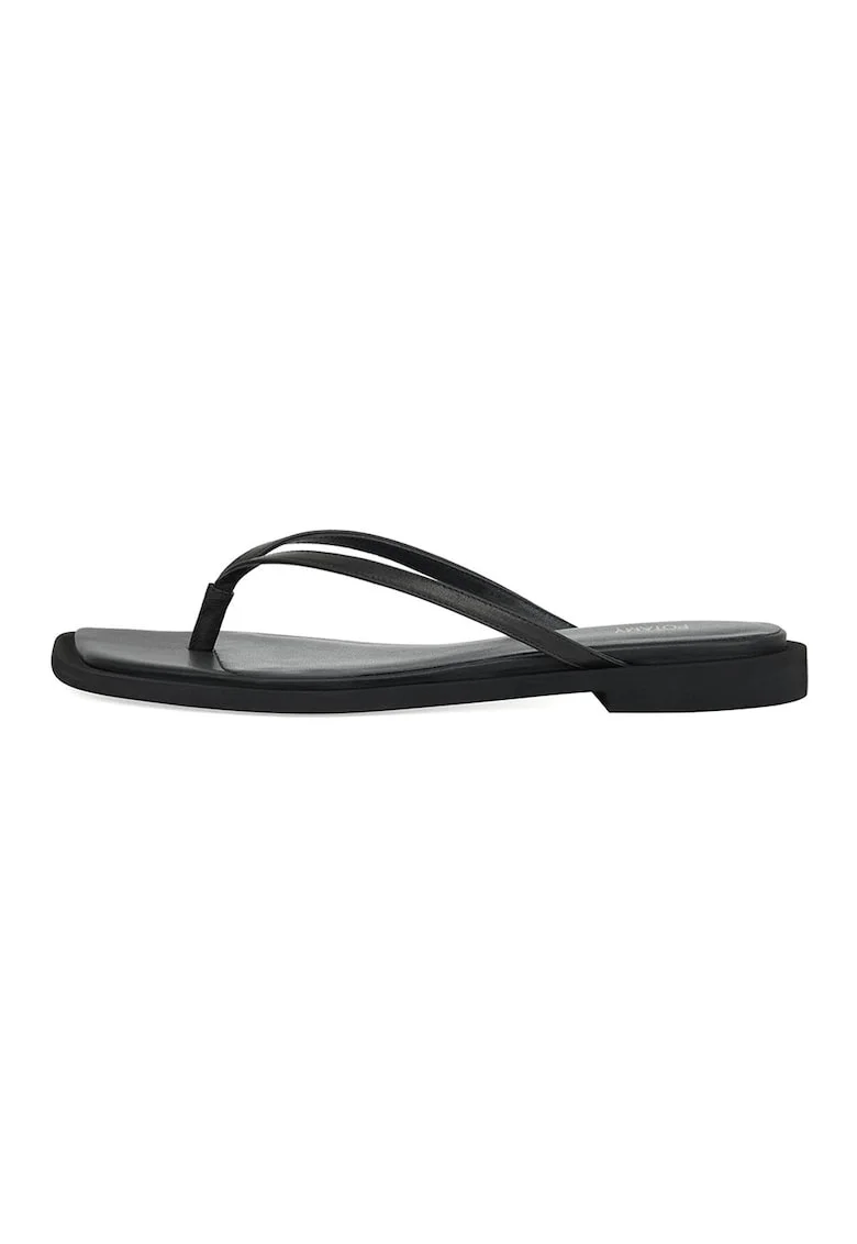 Papuci flip-flop de piele, Negru