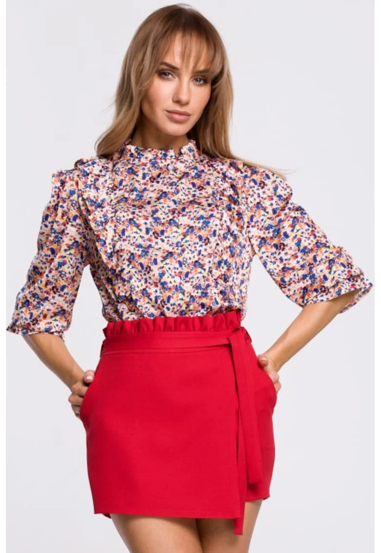Bluza cu volane cu flori,  Multicolor