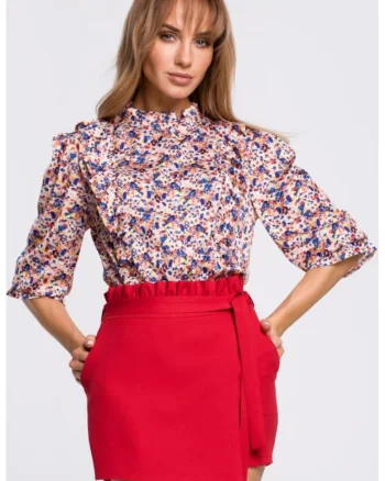 Bluza cu volane cu flori,  Multicolor