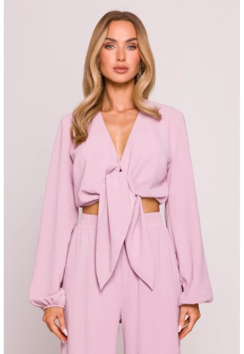 Bluza scurta cu maneci lungi bufante,  Roz