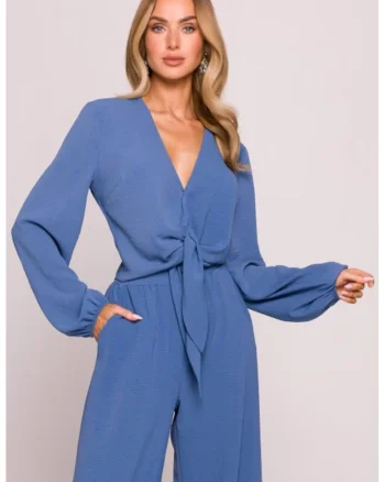 Bluza scurta cu maneci lungi bufante,  Albastru