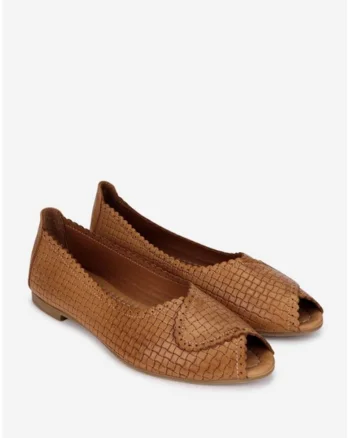 Balerini dama din piele maro cu model