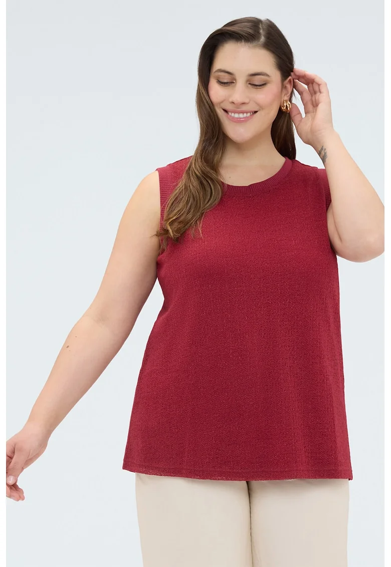 Bluza tricotata cu decolteu rotund, Visiniu