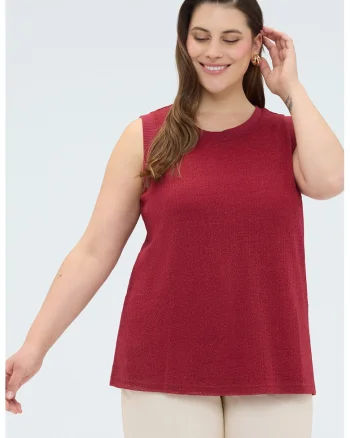 Bluza tricotata cu decolteu rotund, Visiniu