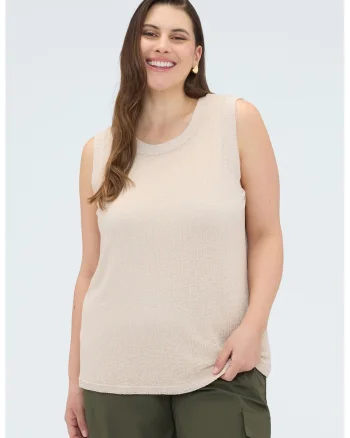 Bluza tricotata cu decolteu rotund, Alb fildes