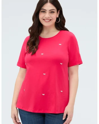 Tricou de bumbac cu libelula, Coral