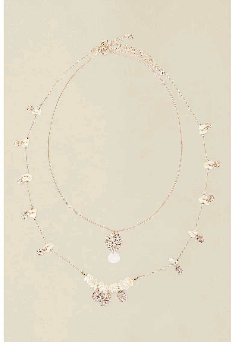 Colier dublu cu pandantive, Auriu rose