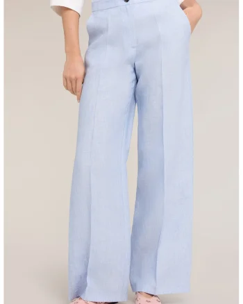 Pantaloni de in cu pliuri, Albastru pastel