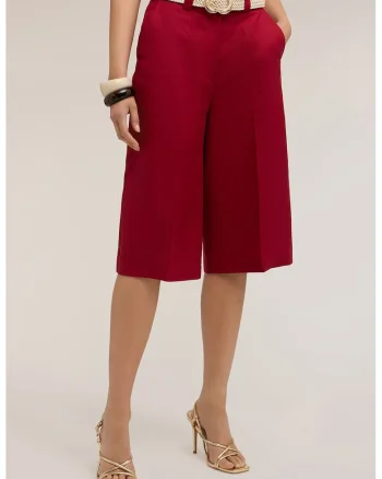 Pantaloni din amestec de lyocell si in cu pliuri, Rosu inchis