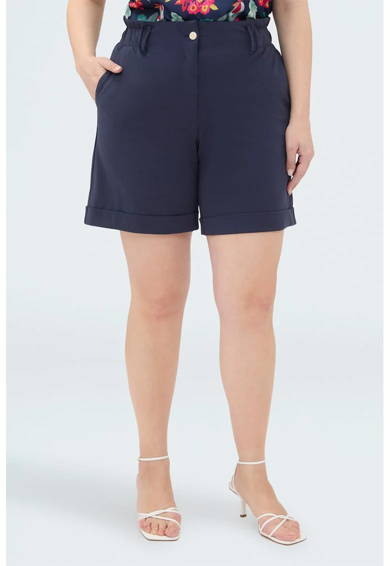 Pantaloni scurti chino cu talie inalta, Bleumarin