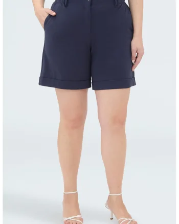 Pantaloni scurti chino cu talie inalta, Bleumarin