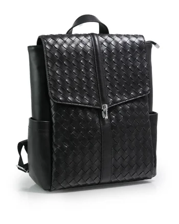 Rucsac  3072, Piele naturală, Negru, 30x15x10cm