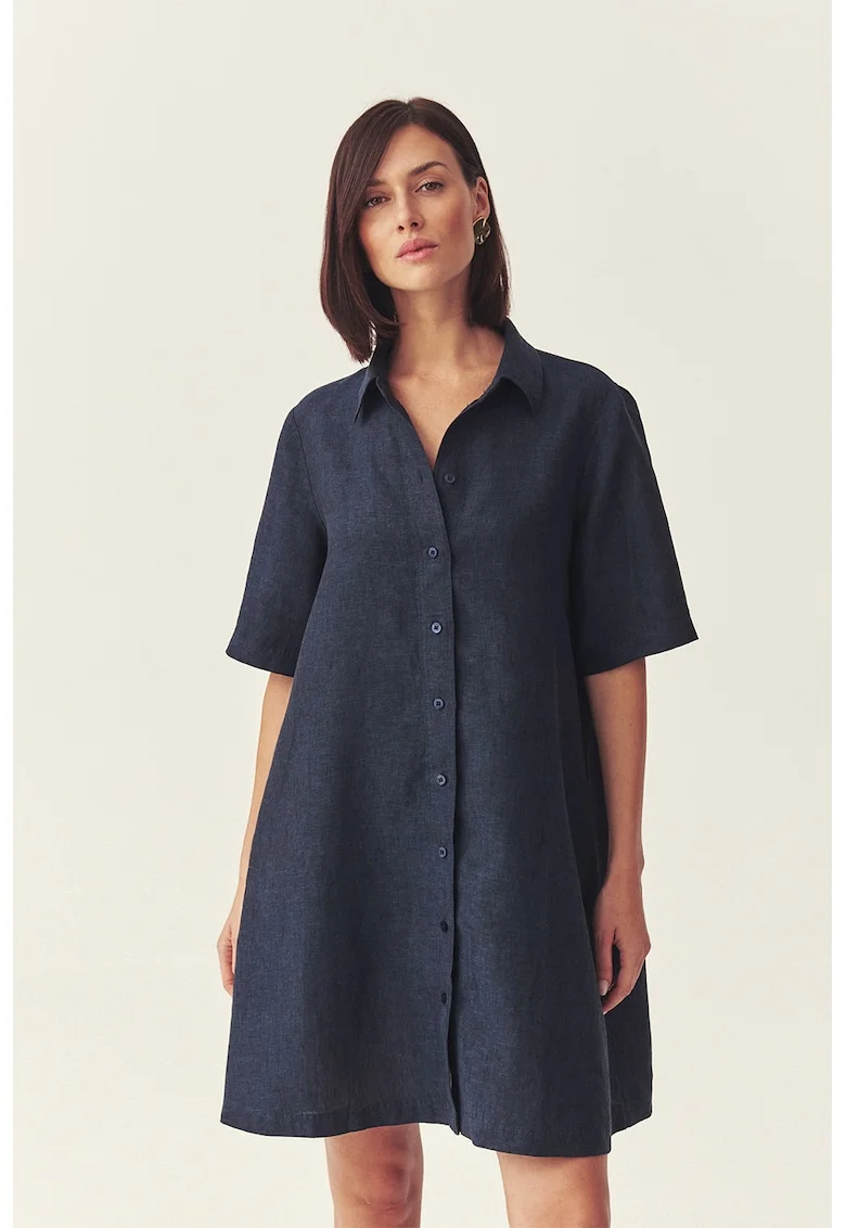 Rochie-camasa din in, Bleumarin