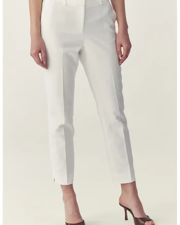Pantaloni slim fit cu detalii cu pensa, Alb murdar