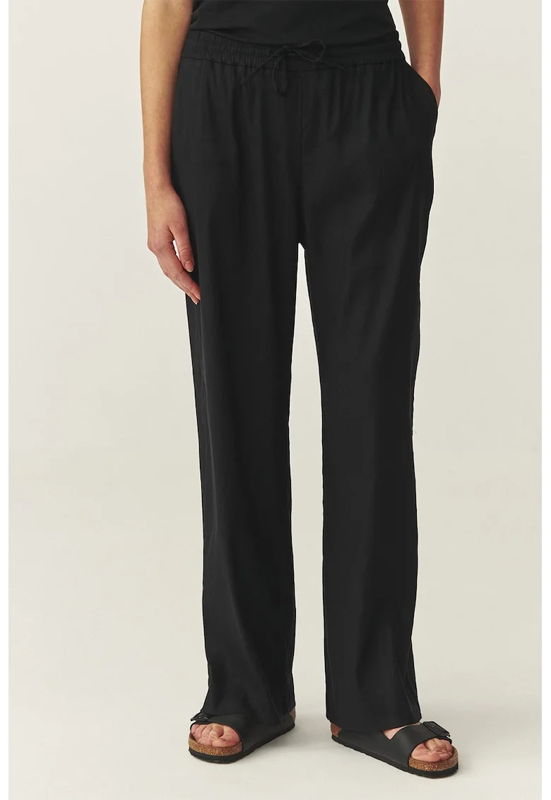 Pantaloni din amestec de in cu croiala ampla, Negru