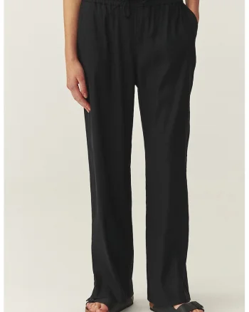 Pantaloni din amestec de in cu croiala ampla, Negru