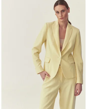 Sacou cu model uni si mansete cu nasturi, Galben