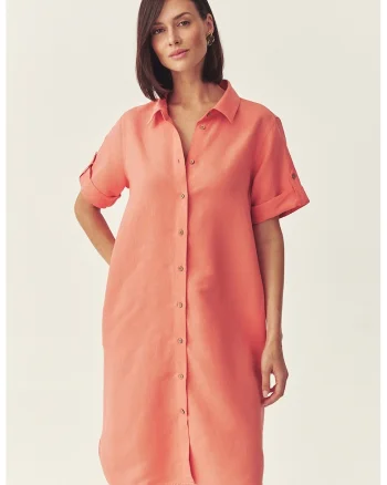 Rochie-camasa lejera din amestec de in, Coral