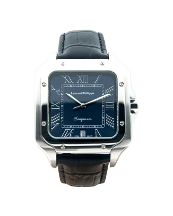 Ceas barbatesc  Conqueror Burmese Blue, curea Phantom neagra, cadran albastru safir, mecanism quartz, inox