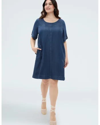 Rochie lejera din denim, Albastru inchis