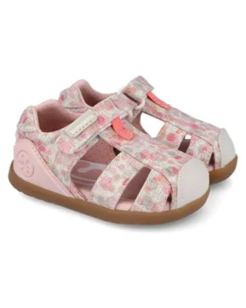 Sandale copii  Barefoot, calapod lat, roz, Bej