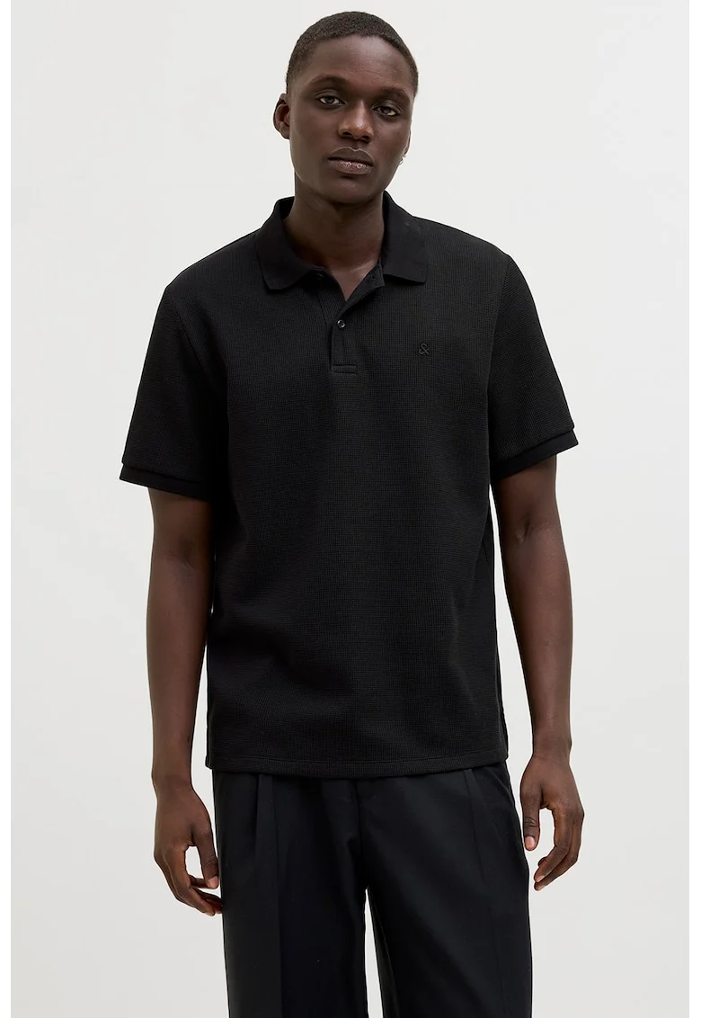 Tricou polo din amestec de bumbac pique, Negru