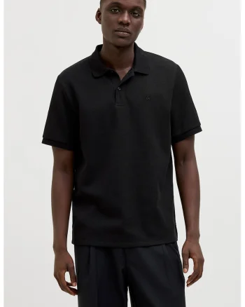 Tricou polo din amestec de bumbac pique, Negru