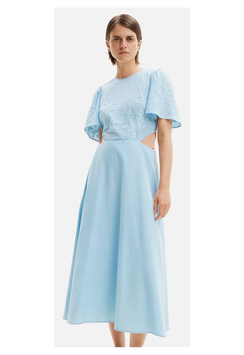 Rochie midi din amestec de in