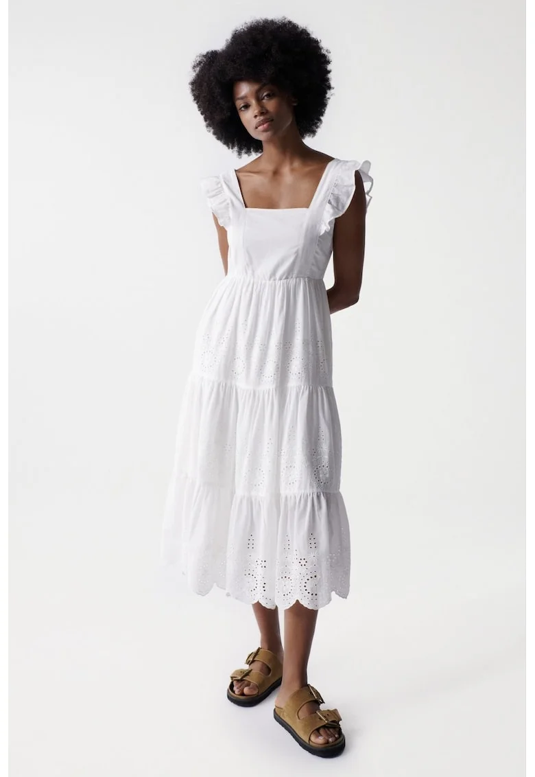 Rochie din broderie englezeasca si volane
