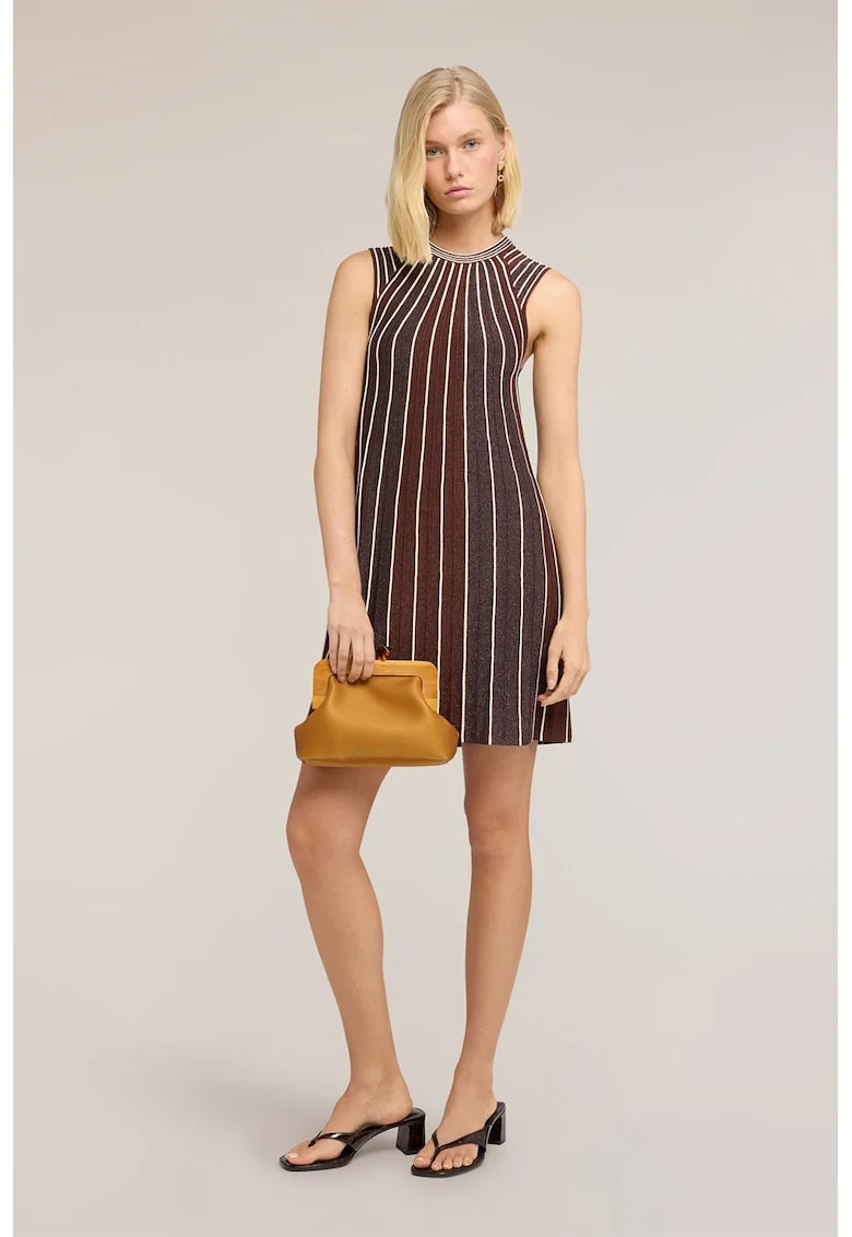 Rochie mini cu model in dungi, Maro
