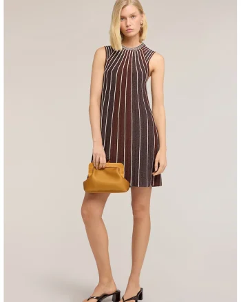 Rochie mini cu model in dungi, Maro