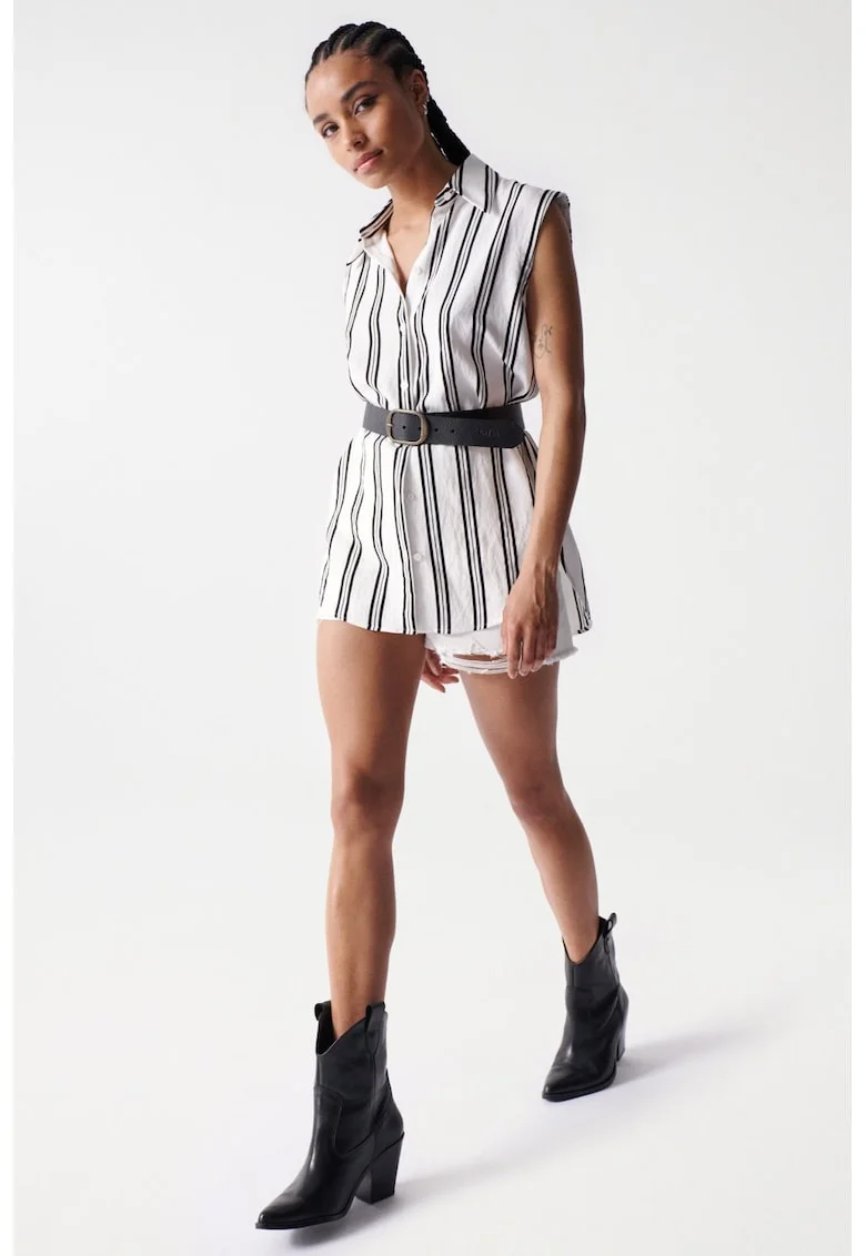 Camasa fara maneci cu model in dungi