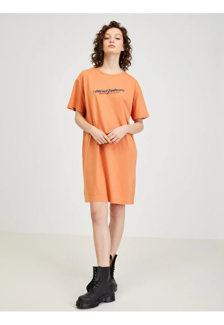 Rochie din bumbac cu imprimeu text