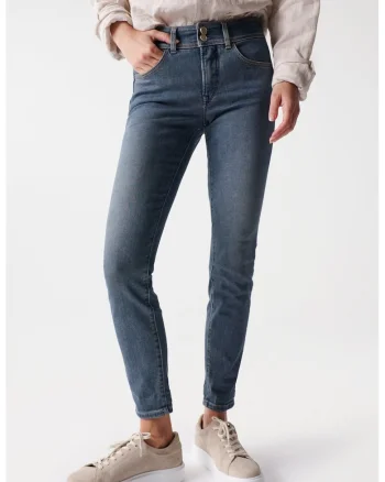 Blugi skinny crop cu talie inalta Secret
