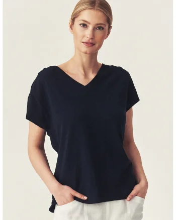 Bluza lejera cu decolteu in V, Albastru ultramarin