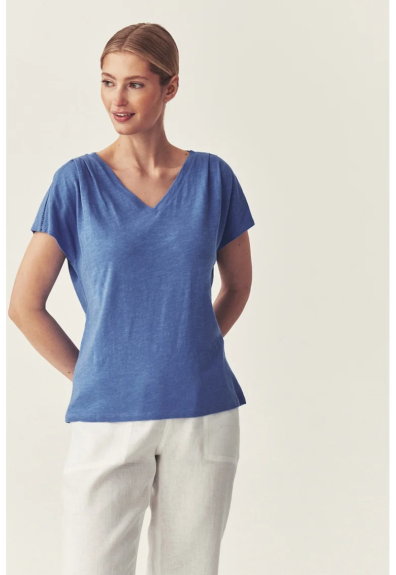 Bluza lejera cu decolteu in V, Albastru deschis