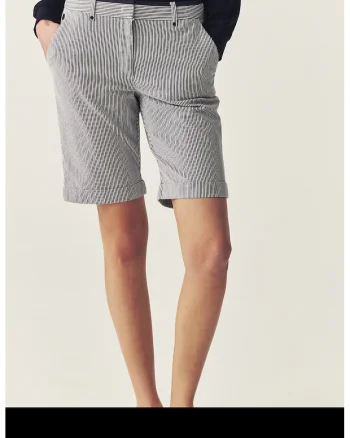 Bermude chino cu model in dungi, Alb/Bleumarin