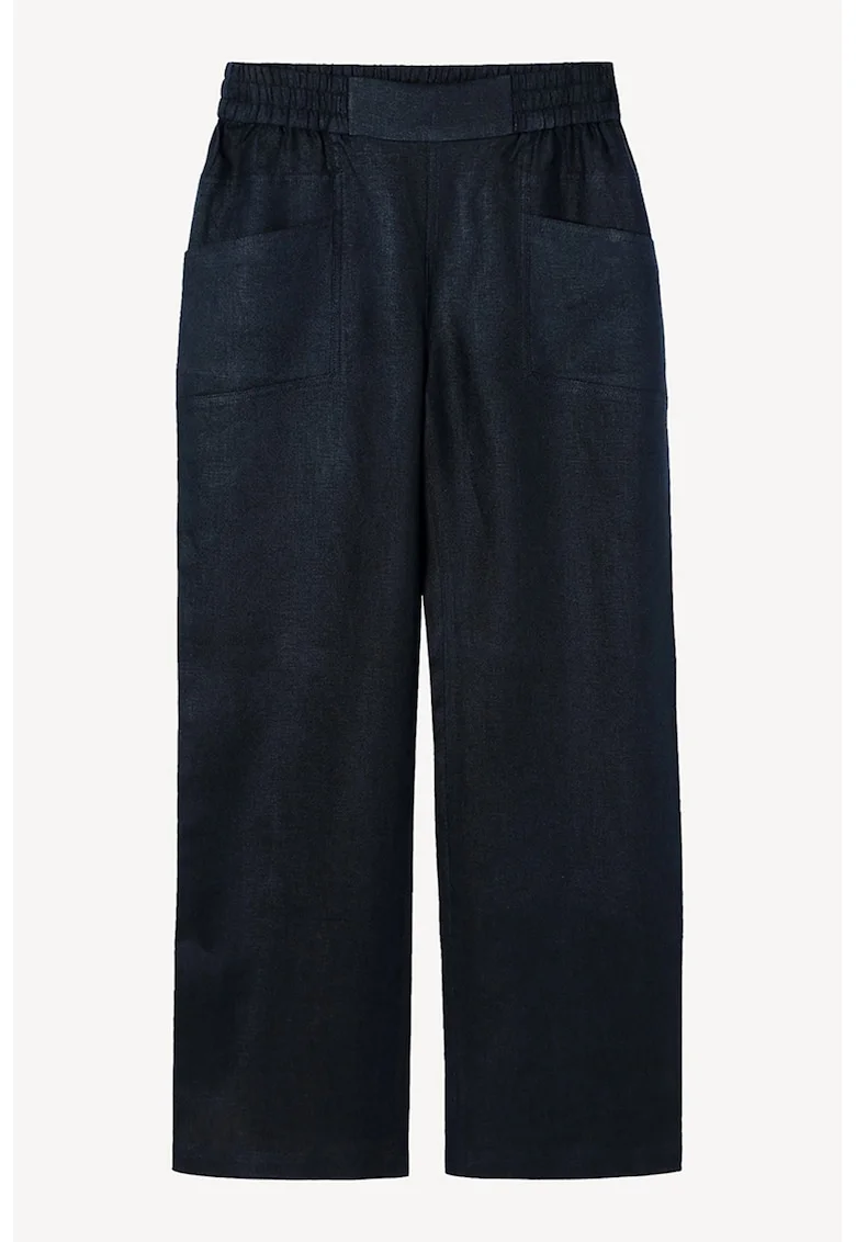 Pantaloni din in cu croiala dreapta, Albastru ultramarin