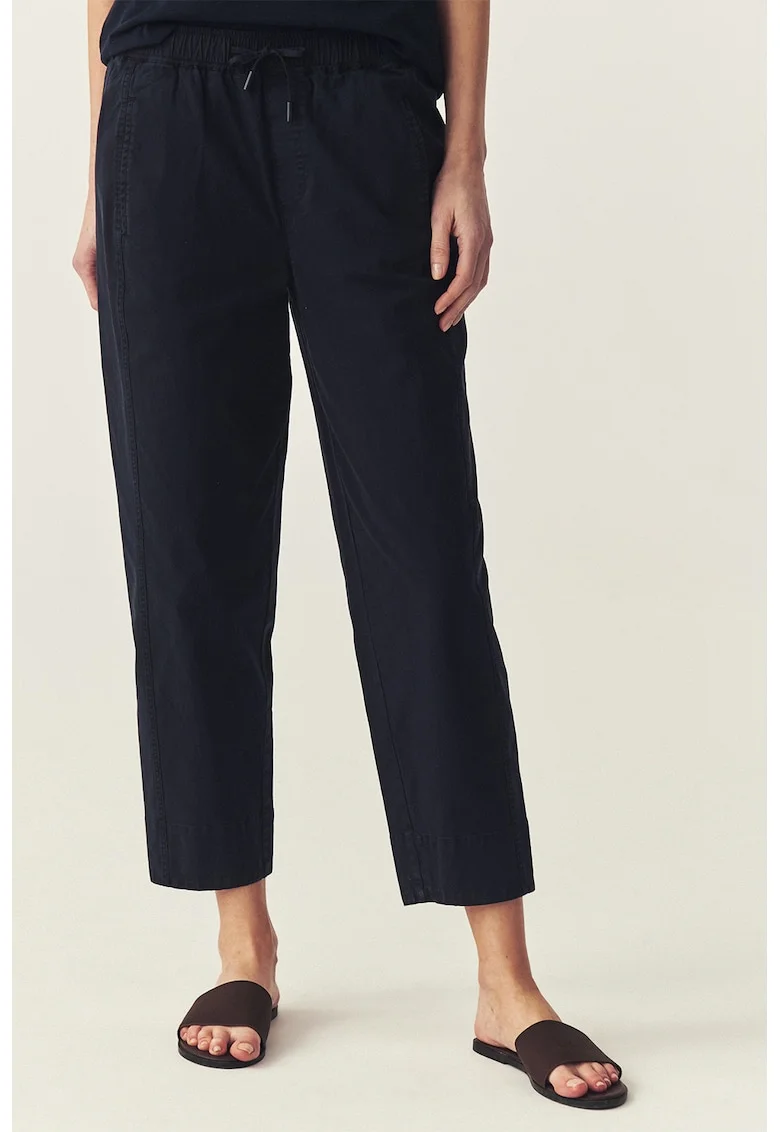 Pantaloni crop din amestec de bumbac cu croiala conica, Albastru ultramarin