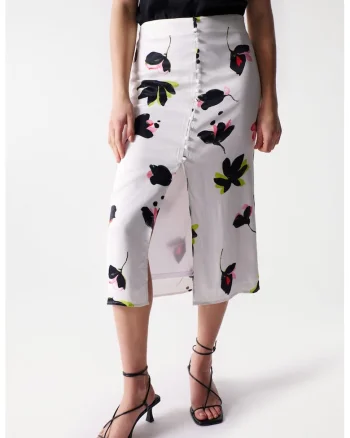 Fusta midi cu slit frontal